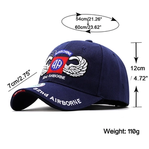 Navy blue 82nd Airborne outdoor baseball cap with breathable fabric and wide brim