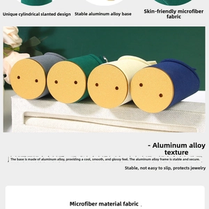 Detailed view of microfiber-wrapped aluminum alloy jewelry display stands in various colors