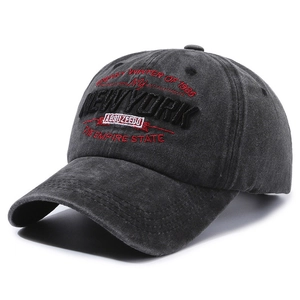 Vintage Washed Cotton Baseball Cap New York Embroidered Distressed Hat Adjustable Metal Buckle Unisex Casual Sport