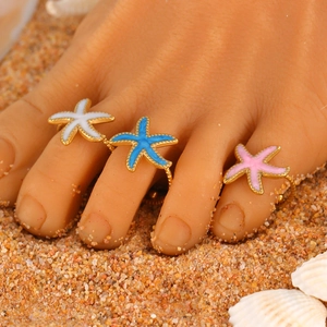 Adjustable Stainless Steel Toe Ring Set For Women Sea Turtle Dolphin Starfish Shell Summer Beach Jewelry Open Rings Gift
