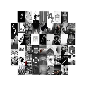 Kit de collage mural de 50 photos noir et blanc avec affiches vintage et modernes d'art