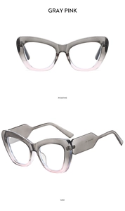 Detailed views of M432 cat-eye sunglasses with gray pink gradient frames in high quality