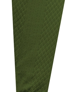 Close-up of olive green tracksuit set showing premium 3D textured jacquard knit fabric