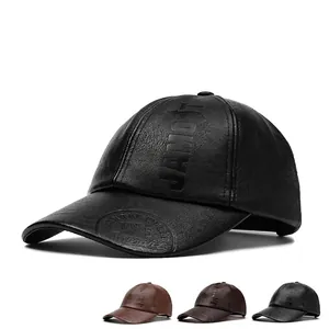 Winter faux leather baseball cap with fleece lining and embossed JAMONT front design
