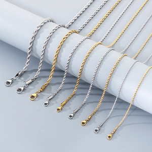 Ensemble de colliers torsadés en acier inoxydable doré et argenté pour hommes et femmes