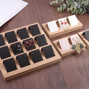 Bamboo 36-slot large capacity earring display tray with multi-color studs cards