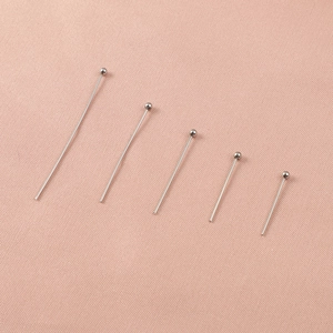 Various sizes of silver stainless steel ball head pins for DIY jewelry making