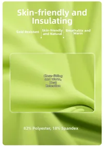 Gros plan du tissu de sweat vert citron montrant 82% polyester et 18% élasthanne doux
