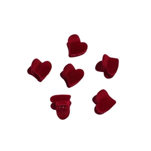 Set of six heart shaped mini hair claws in wine red velvet flocking finish