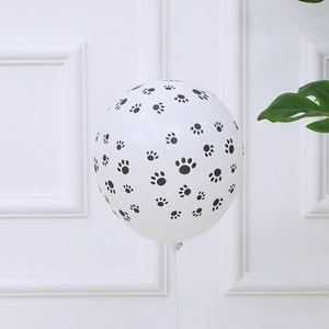 12-inch white latex balloon with black animal paw prints for jungle party decoration