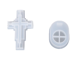 Translucent silicone cross and oval candle holder molds for DIY resin and soap crafts
