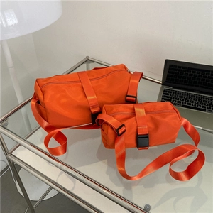 Cylinder Crossbody Bag Oxford Cloth Solid Color Casual Shoulder Bag For Women Streetwear Commuter Barrel Purse