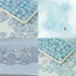 Blue and white 10mm gradient ice cracked glass beads for DIY jewelry making and bracelets