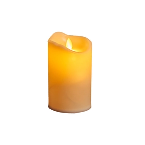 LED flameless electronic candle with warm yellow glow and irregular wavy edge design