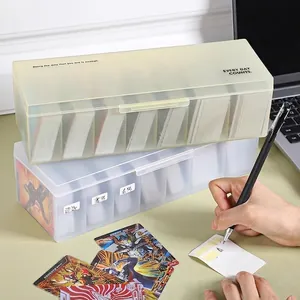 Transparent plastic card storage box with dividers for trading cards and collection