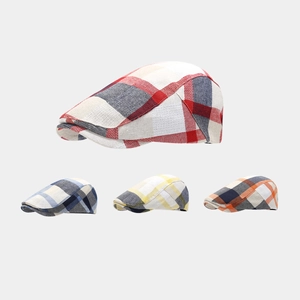 Vintage Plaid Flat Cap Cotton Breathable British Style Ivy Hat For Men And Women Retro Forward Newsboy Hat