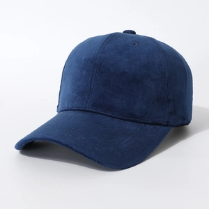 Deep blue velvet baseball cap with structured panels and curved brim for winter style