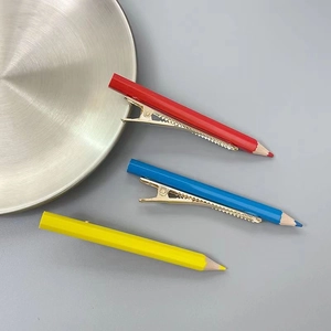 Détails de pinces à cheveux créatives en forme de crayons colorés avec base en métal