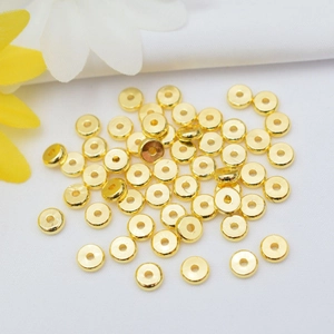 Brass Spacer Beads Flat Round Disk Wheel Beads Gold Plated For DIY Jewelry Making Bracelet Necklace Findings