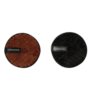 Washable double-sided diamond texture makeup remover sponges in black and brown