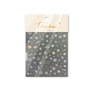 Iridescent seashell ocean themed nail art stickers MS 565 with starfish and shell designs