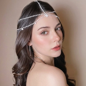 Chaîne De Tête Multi-couches En Strass Alliage Bijou De Front Pour Femmes Mariage Fête Style Bohème Luxe Élégant Brillant