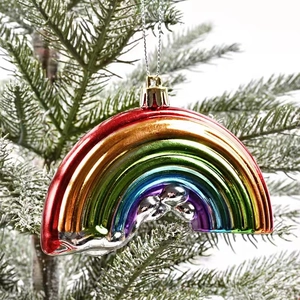Rainbow Christmas Tree Hanging Ornaments Electroplated Colorful Gradient Pendants For Home Holiday Festive Scene Decoration