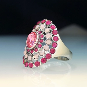 European Fashion Oversized Multi-color Artificial Opal Ring For Women Alloy Rhinestone Pave Cluster Cocktail Ring Party Wedding Jewelry