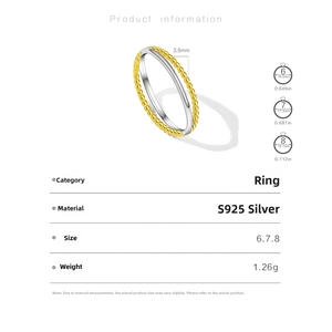 Tabella taglie anello in argento S925 bicolore con dettagli sulla trama a sfere