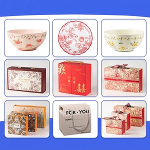 Minimalist floral ceramic bowl set with elegant gift boxes in various patterns and colors