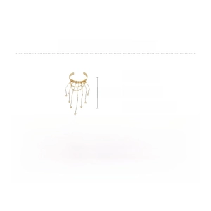 Close-up of golden star tassel arm cuff jewelry with length measurement of 16.2 cm