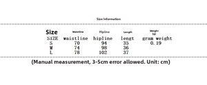 Detailed size chart for tweed mini skirt set showing waist and hip measurements in cm