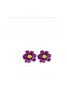 Guía de tallas de pendientes vintage de flores rojas con bordes dorados y esmalte púrpura
