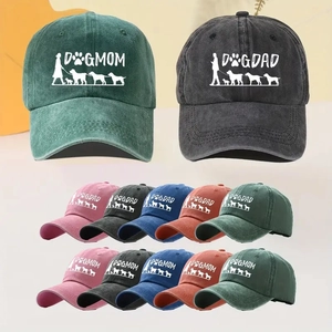 Casquette De Baseball En Coton Lavé Vintage Distressed Chapeau De Soleil Respirant Réglable Dog Mom Dad Imprimé Rétro