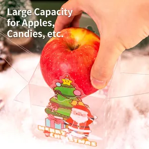 Transparent PET Christmas gift box with Santa Claus motif for packing apples and sweets