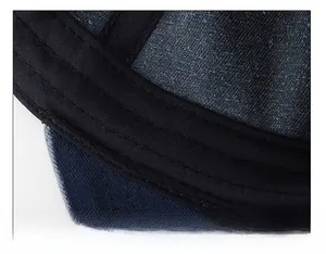 Detail shot of the widened sweatband and precise stitching on a cotton baseball cap