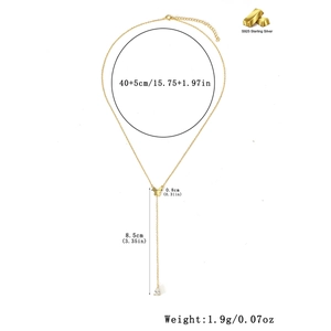 Detailed size and weight specs for the S925 sterling silver butterfly tassel necklace