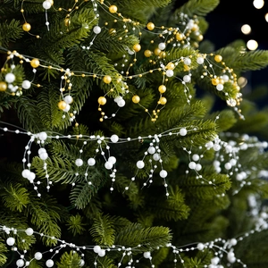 Christmas Tree Bead Garland Artificial Pearl Plastic Chain Festive Holiday Party Decoration Hanging Ornament