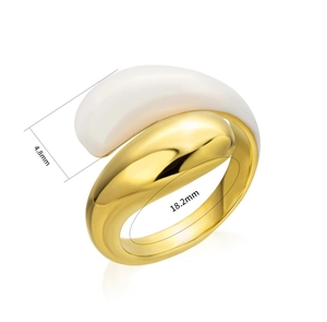 Detail showing ring inner diameter 18.2mm and 4.8mm thickness of bicolor enamel inlay
