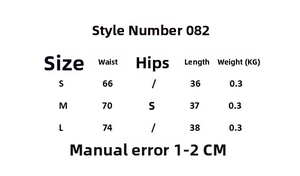 Größentabelle für Crop-Top und Rock Set mit Maßen in cm für die Größen S, M und L