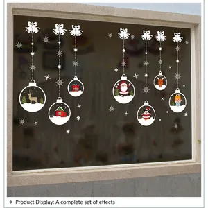 Christmas Window Stickers Static Cling PVC Double Sided Santa Reindeer Snowflake Decals Glass Door Festive Shop Decoration