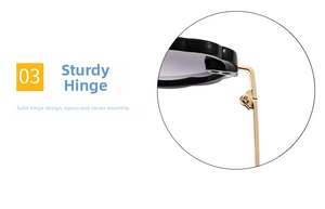 Close-up of the solid gold metal hinge on round sunglasses for children with purple lens