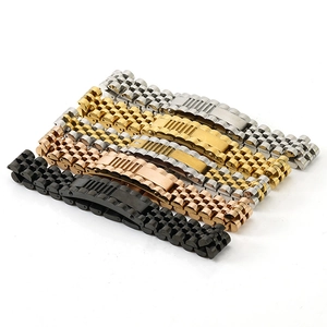 Men's 18K gold stainless steel watch band bracelets in five classic metallic finishes