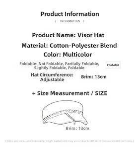 Detail of cotton-polyester empty top sun hat with foldable 13cm brim and adjustable size