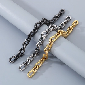 Retro nail design titanium steel chain bracelets in black, silver and gold finishes