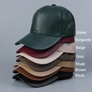 Multi-color PU leather baseball caps for men and women in classic curved brim style