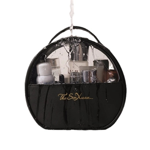 Waterproof large capacity travel makeup bag with transparent panel and splashing water effect