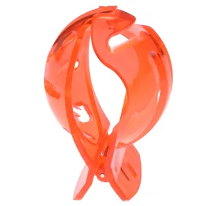 Detail showing orange translucent expandable bird nest hair clip in a flexible resin design
