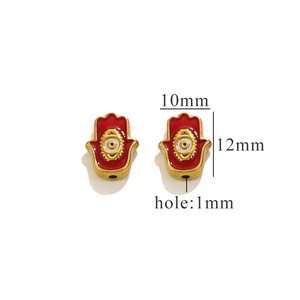 Λεπτομέρεια από κόκκινες χάντρες Hamsa Hand 12mm με τρύπα 1mm για κατασκευή κοσμημάτων