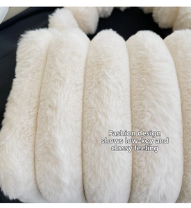 Close-up of premium white faux fur texture showing soft and fluffy plush detail